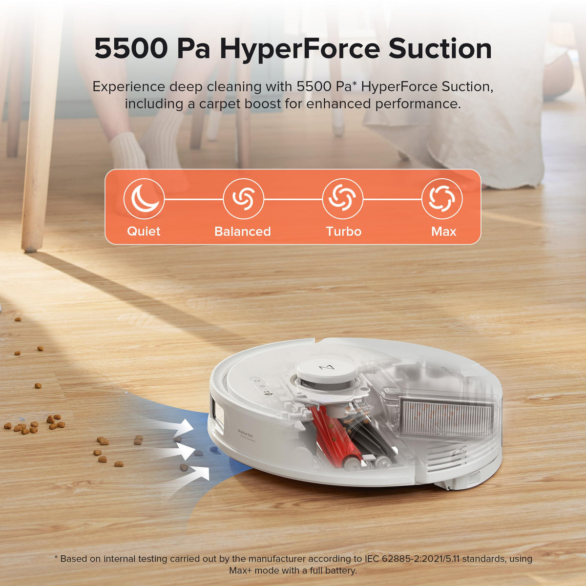 roborock Q8 Max+ Robot Vacuum and Mop, Self-Emptying, Hands-Free Cleaning for up to 7 Weeks, Reactive Tech Obstacle Avoidance, 5500 Pa Suction, DuoRoller Brush, APP-Controlled Mopping, White