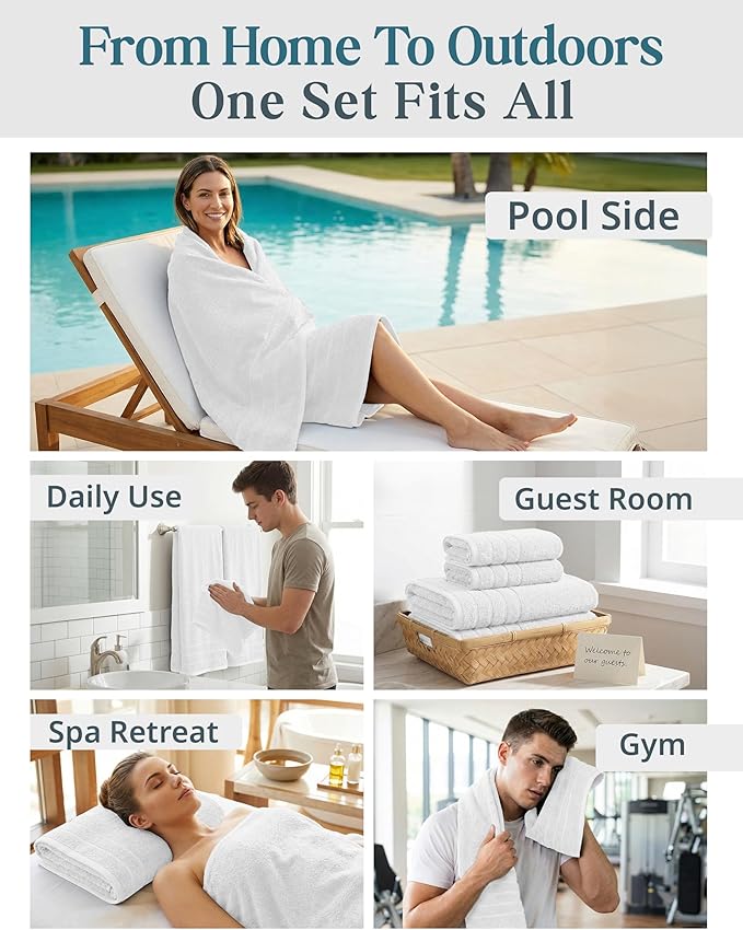 Casa Platino 100% Cotton Luxury Bath Towel Set 8 Pieces
