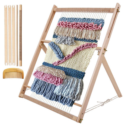 WILLOWDALE 25.2" H x 19.3" W Weaving Loom with Stand Wooden Multi-Craft Weaving Loom Arts & Crafts, Extra-Large Frame, Develops Creativity Weaving Frame Loom with Stand for Beginner