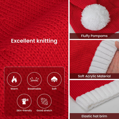 OCTEEN Santa Hat Christmas Hats Xmas Party Red Knitted Beanie For Adult Women Men