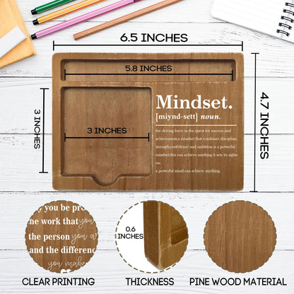 Ogleqoo Wooden Desk Note Pen Holder, Inspirational Mindset Office Desk Decor Gifts, Motivational Office Decor with Quotes, Thank You Teachers Day Gifts for Colleague Family Friends-A11