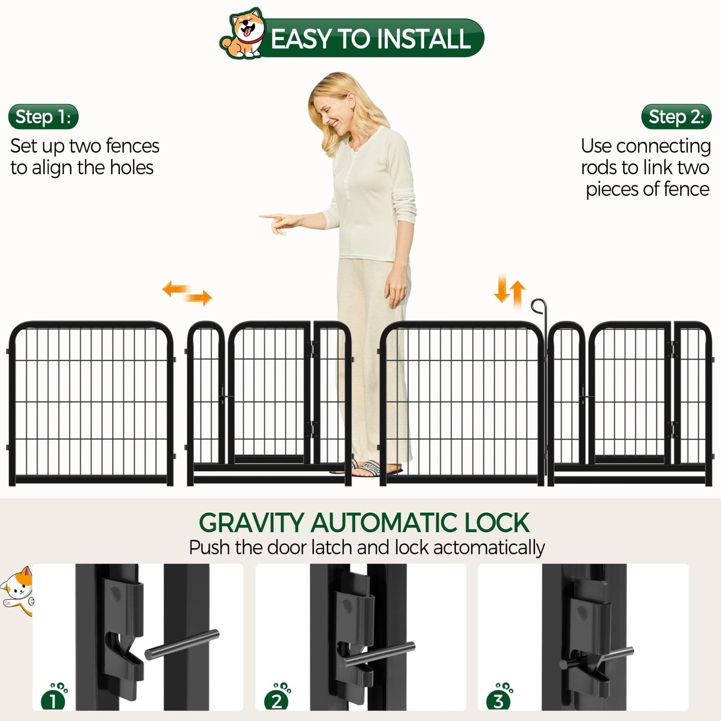 Yaheetech Lightweight Dog Playpen, 6 Panel 60cm Dog Fence Pet Exercise Pen Portable Puppy Play Pen Suitable for RV/Camping