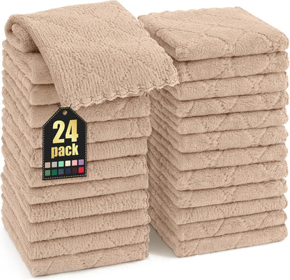 Homaxy 12 Pack Kitchen Dish Cloths (10 x 10 Inches, Grey), Super Soft and Absorbent Coral Velvet Dish Towels, Nonstick Oil Fast Drying Microfiber Cleaning Cloth, No Lint Household Dishcloths