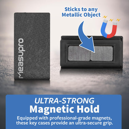 Measupro Magnetic Key Holder for Car 6 Pack - Under Car Spare Keys Hider Hide A Key for Your Car So You Never Lock Out Magnetic Key Plastic Boxes Store a Spare Key for Your Home Office - Rugged Black