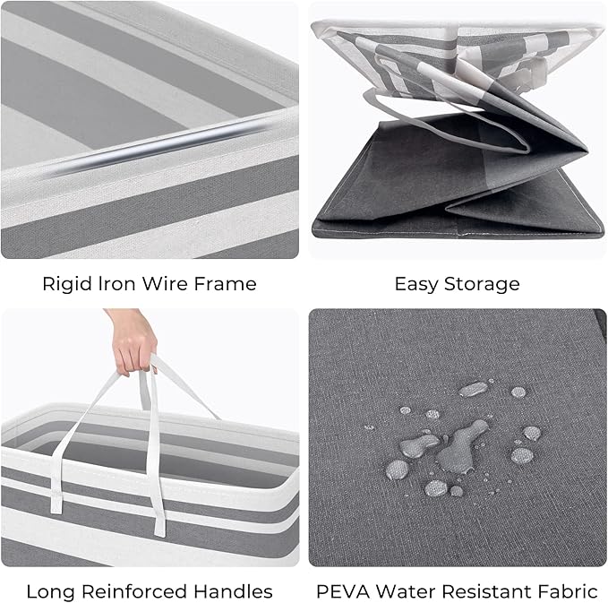 HomeHacks 3-Pack Large Laundry Basket, Waterproof, Freestanding Laundry Hamper
