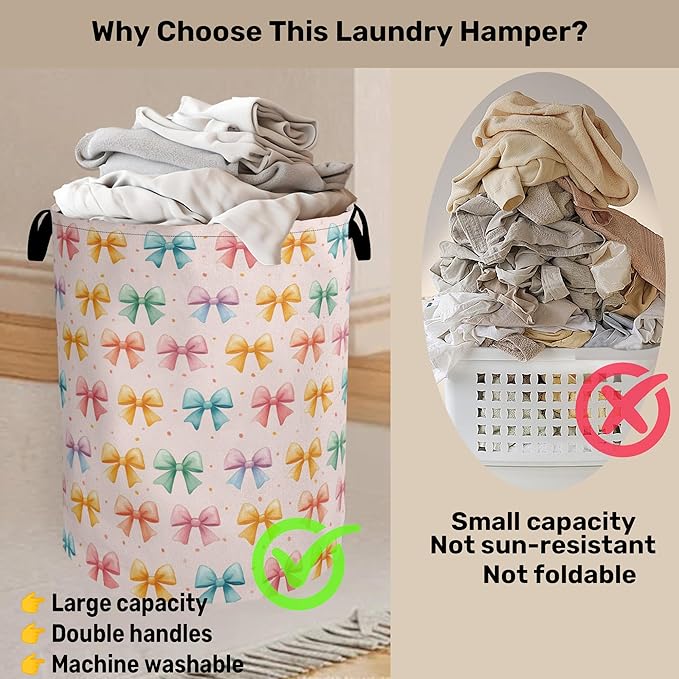Colorful Bow Foldable Laundry Hamper