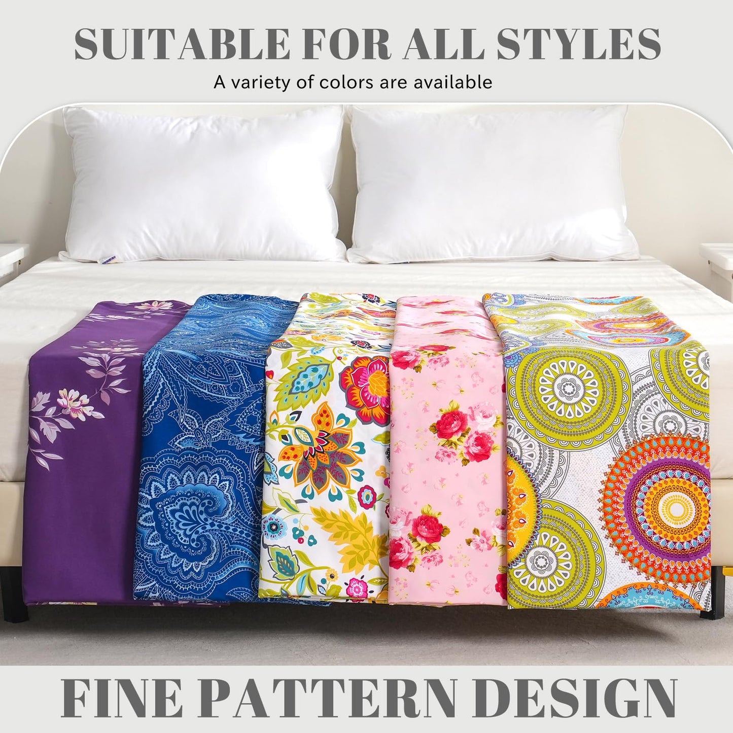 Bedlifes King Sheet Set Ultra Soft, Breathable, Silky Flower Deep Pocket 100% Microfiber Bedding, 4 Piece King Size with Floral Spring Design