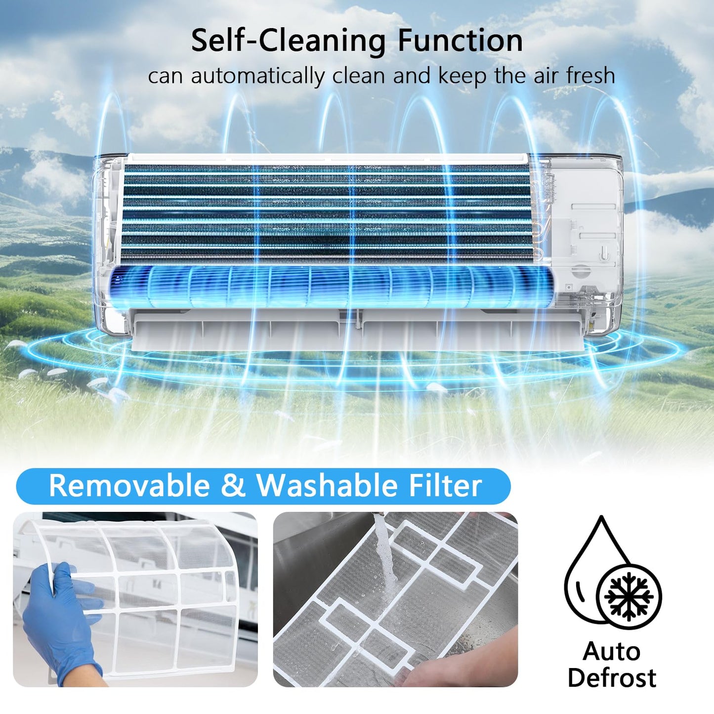 Mini Split Ac/Heating System - 12000 BTU Wall Mounted Mini Split Air Conditioner with Heat Pump, WiFi Enabled,22 SEER2 115V Energy Efficient Ductless Wall Ac Unit Up to 750 Sq. Ft