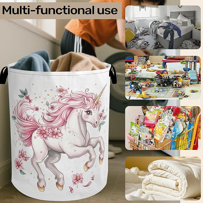 Unicorn Pink Foldable Canvas Laundry Basket
