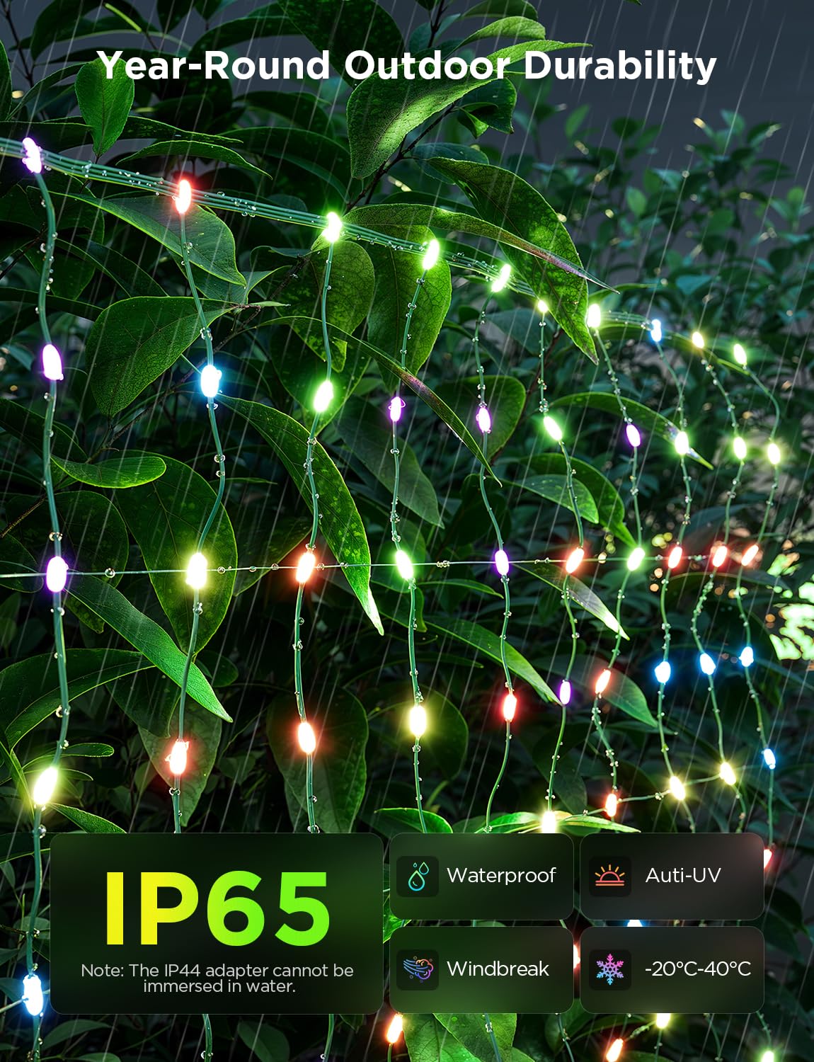 Govee Outdoor Net Lights, 2.8*9.4ft with RGBIC and DIY Functions, 480 LEDs Smart Net Lights with 64 Modes for Bush Patio Decor, Compatible with Alexa & Google Assistant, Outdoor Waterproof, Green Wire