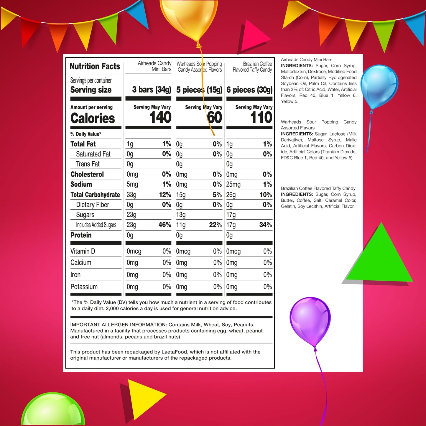 Party Candy Assortment 3 Pound Bag | Popping Rocks, Lollipops, Gum, Fruit Chews, Caramels, Taffies - Approx. 220 Count | Bulk Halloween Candy for Pinata & Goody Bags