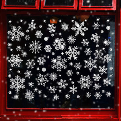 Glitter Snowflake Window Clings, 147PCS Silver Sparkling Christmas Window Clings Winter Wonderland Decorations for Home Christmas Party (Glitter Snowflake)