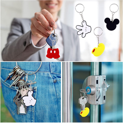 Lecinc 24 Pcs Mouse Keychain, Cute Mouse Silicone Keychain for Mouse Theme Party Favors Pendant, Mouse Birthday Party Supplies