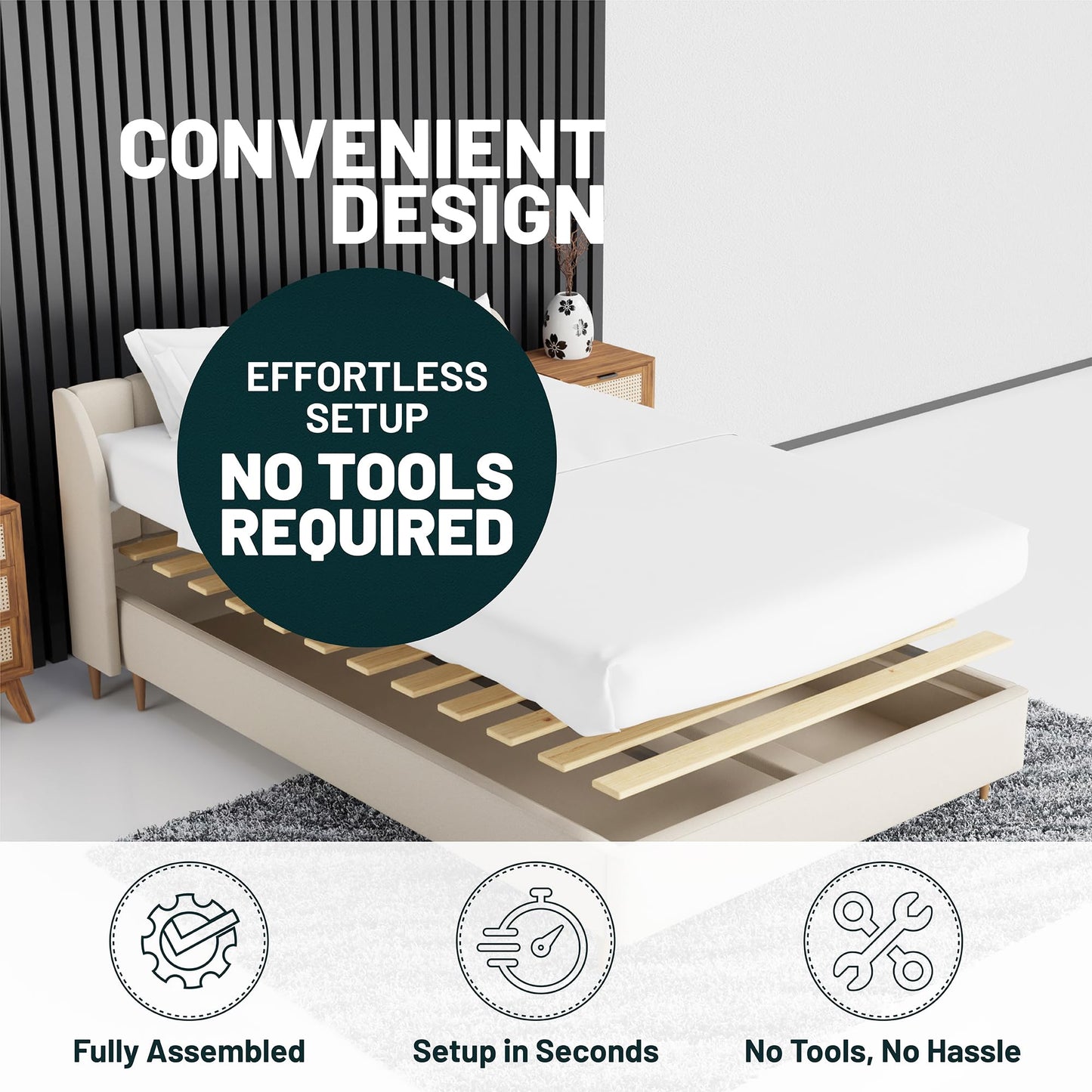 Zayton, Wooden Queen Bed Slats for Support Under Mattress – Replacement Wood Slats for Queen Size Bed Frame – Under Mattress Support Without Extra Height – 2.38 Standard Width