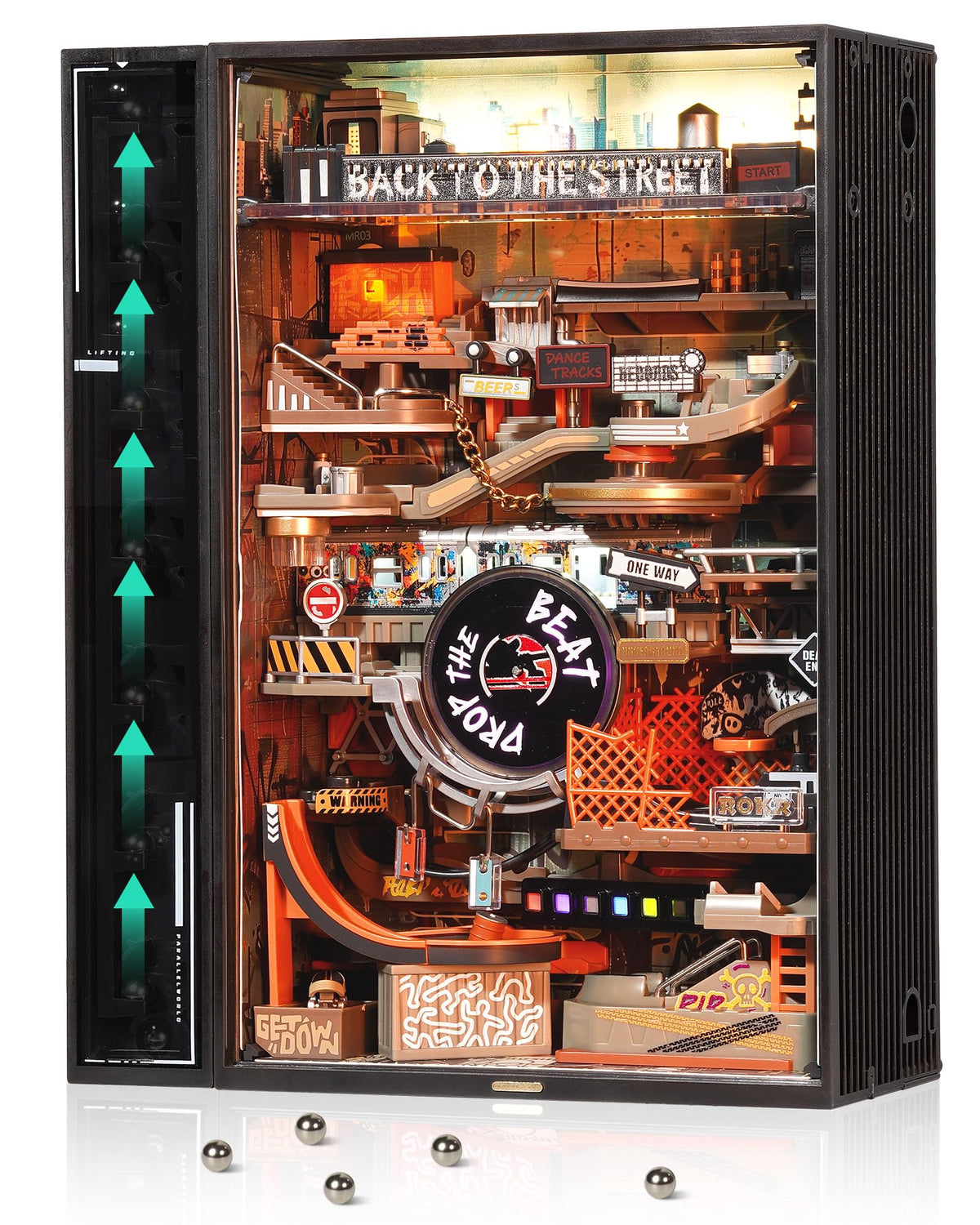ROKR Marble Run Mechanical 3D Puzzles for Adults& Teens, DIY Miniature Model Building Kit, Parallel World Hip-Hop Street MR03S