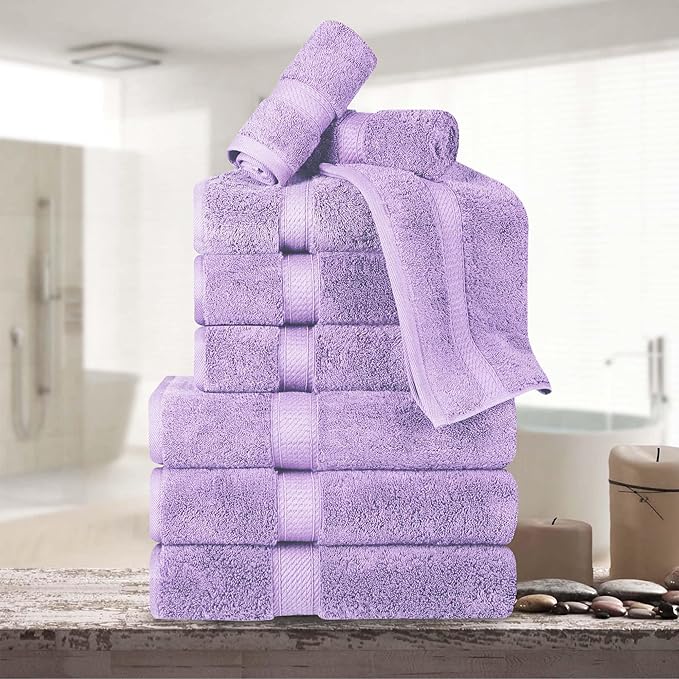 Superior Egyptian Cotton Pile 9 Piece Towel Set, Includes 3 Bath, 3 Hand