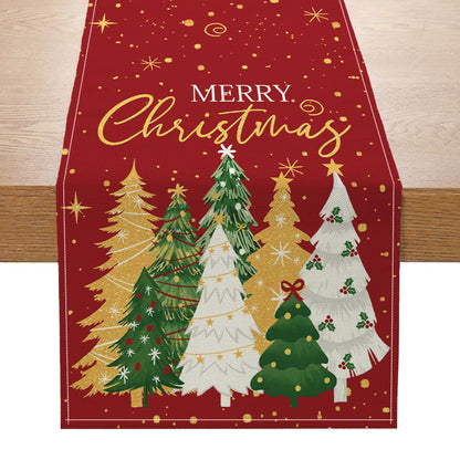 Christmas Decorations - Merry Christmas Table Runner 13x72 Inch,Xmas Trees Snowflakes Table Runner for Holiday Seasonal Winter Decoration Indoor Outdoor Party