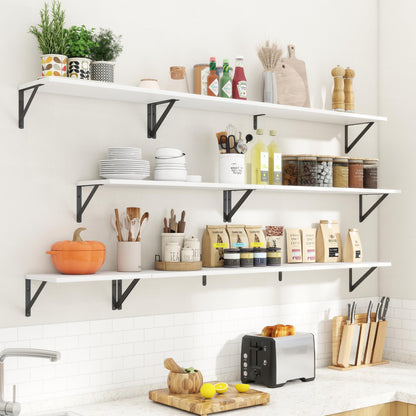 Acovy Floating Shelves for Wall Decor,24" Wx8 D Wall Mount Floating Bookshelf Set of 2,Hanging Storage Shelf with Sturdy Metal Brackets,Wooden Shelf for Living Room,Bedroom,Bathroom,White