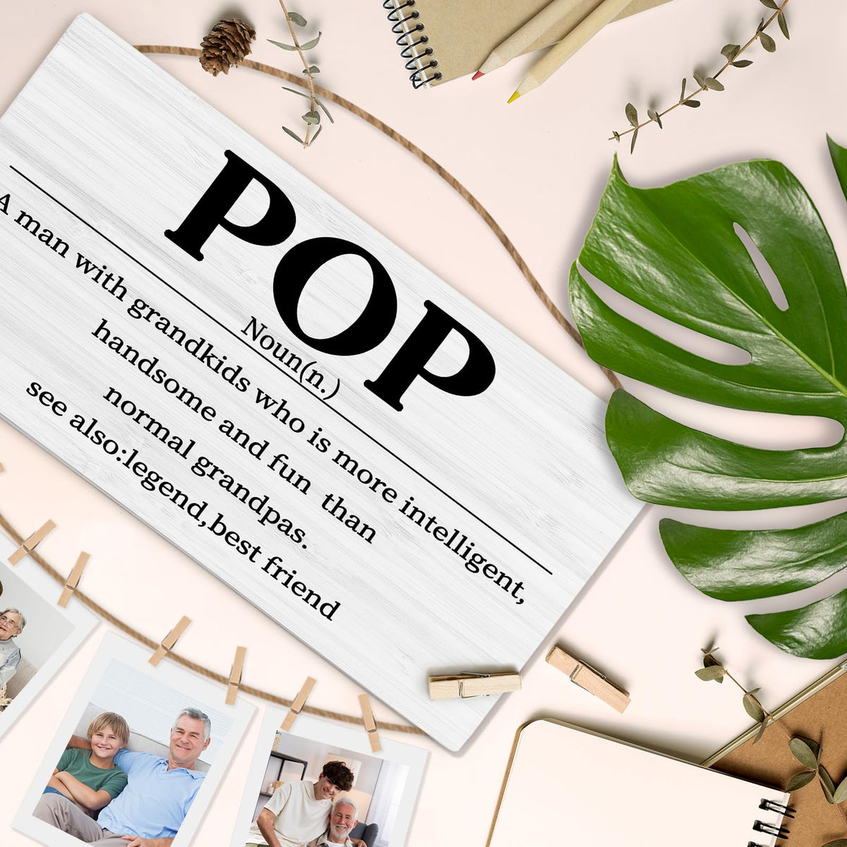 shiviody Pop Gifts Picture Frame Photo Holder for Wall, Best Grandpa Gifts for Christmas Birthday from Grandkids Granddaughters Grandsons, Grandpa Photo Hanging Display Picture Board for Wall Decor