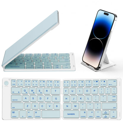 Samsers Foldable Bluetooth Keyboard - Portable Wireless Keyboard with Stand Holder, Rechargeable Full Size Ultra Slim Folding, Compatible iOS Android Windows Smartphone Tablet and Laptop - Black