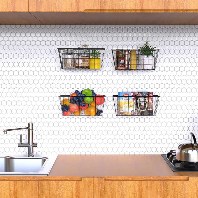 MaraFansie Over the Cabinet Door Organizer Wall Wire Baskets Hanging Kitchen