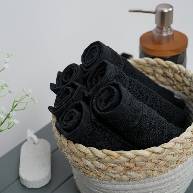 Tens Towels Pack of 24 Washcloths, 12 x 12 Inches, Lighter Weight, Quick to Dry