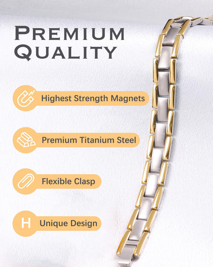 Jeracol Lymph Detox Titanium Steel Magnetic Bracelet for Men with Strength Magnets(3500Gauss) Womens Magnetic Wristband Brazaletes,Adjustable Size with Remove Tool & Gift Box.