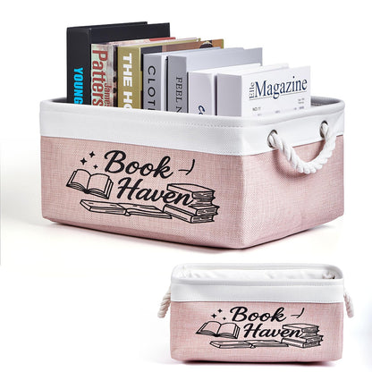 serinar Book Storage Basket for Book Lovers, Reading List Organizer Bin, Bookworm Gift, Book Accessories for Students, Teachers, and Book Club Members