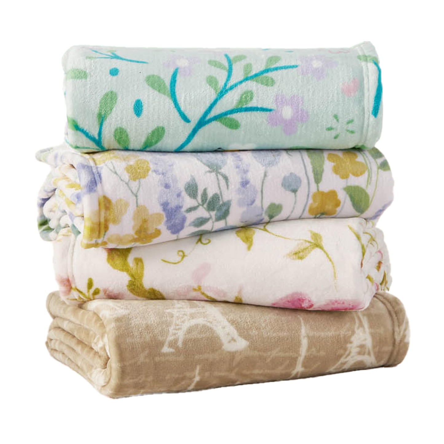 Creative Home Ideas Oversized Plush Throw Blanket 60" x 70", Talia Floral Chambray Blue