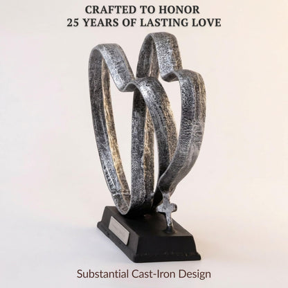 DCAPILLA 25th Anniversary Wedding Gifts – Two Hearts & Cross Keepsake - Ready-to-Gift Includes Present Box, Poem Card, and Engraved Plaque