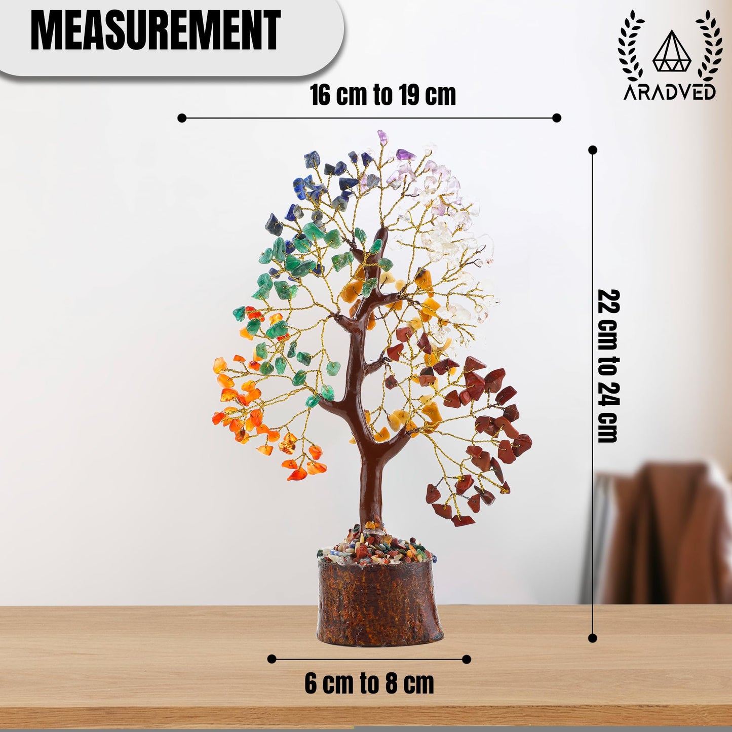ARADVED 7 Chakra Crystal Tree of Life - Handmade Feng Shui Bonsai for Positive Energy & Spiritual Healing - Unique Gemstone Decor & Meditation Gifts for Women, Mom, Home & Office