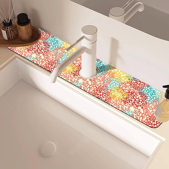 Colorful Sea Corals Dish Drying Mat