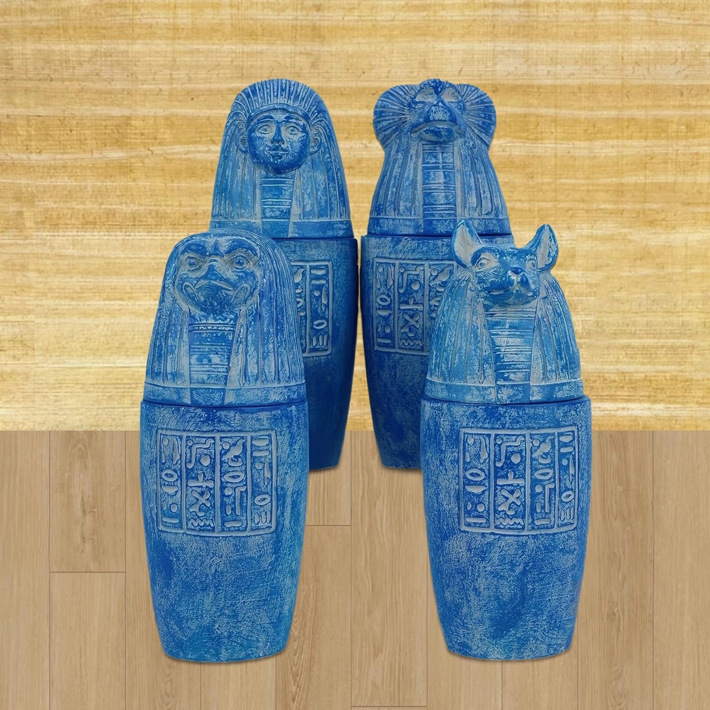 Will Art Museum 4pcs Ancient Egyptian Gods Canopic Jar Statue Resin Four Sons of Horus Egyptian Statue Ornaments Hand Painted Egypt Collectible Decor Sculpture Replica