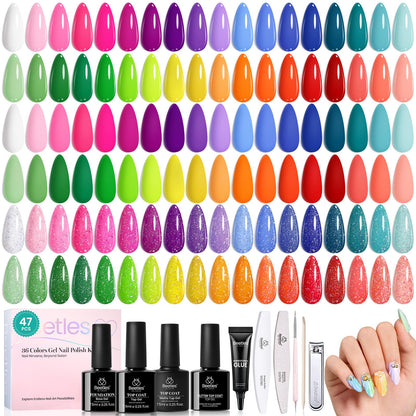 Beetles Fall Gel Nail Kit, Mystic Wonderland Gel Polish Set, 36 Colors Burgundy Brown Orange Red Polish Kit with Base Coat Glossy Matte & Glitter Top Coat Soak Off UV Led Nails Gifts for Women