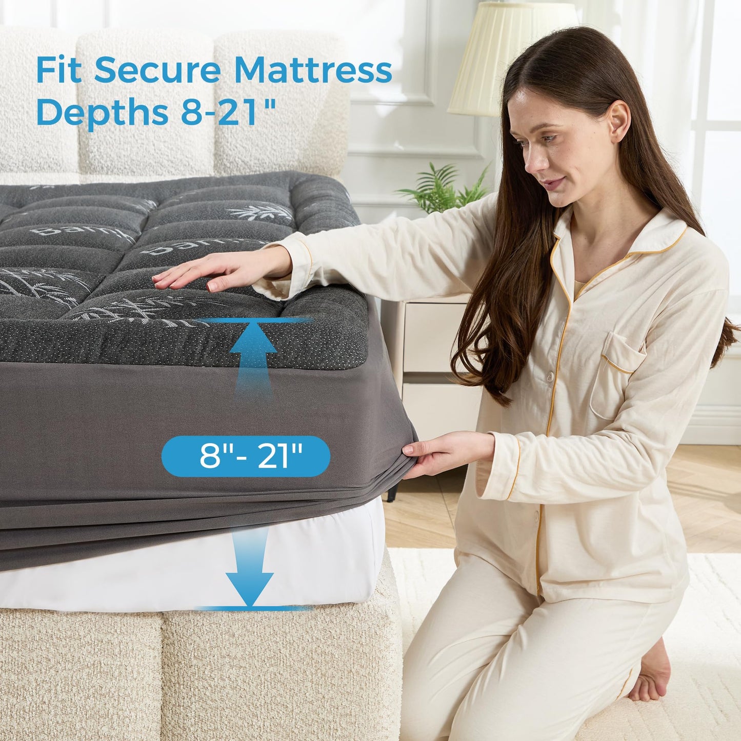 4 Inch Dual Layer Cooling Memory Foam with 5-Zone Gel Support, Washable Bamboo Pillow Top Cover for Hot Sleepers, Back Relief, Soft Bed Upgrade-Mattress Topper Full