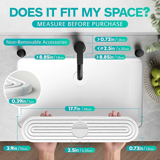 Stone Faucet Mat for Kitchen Sink – Diatomite Fast-Drying Stone Tray, Faucet
