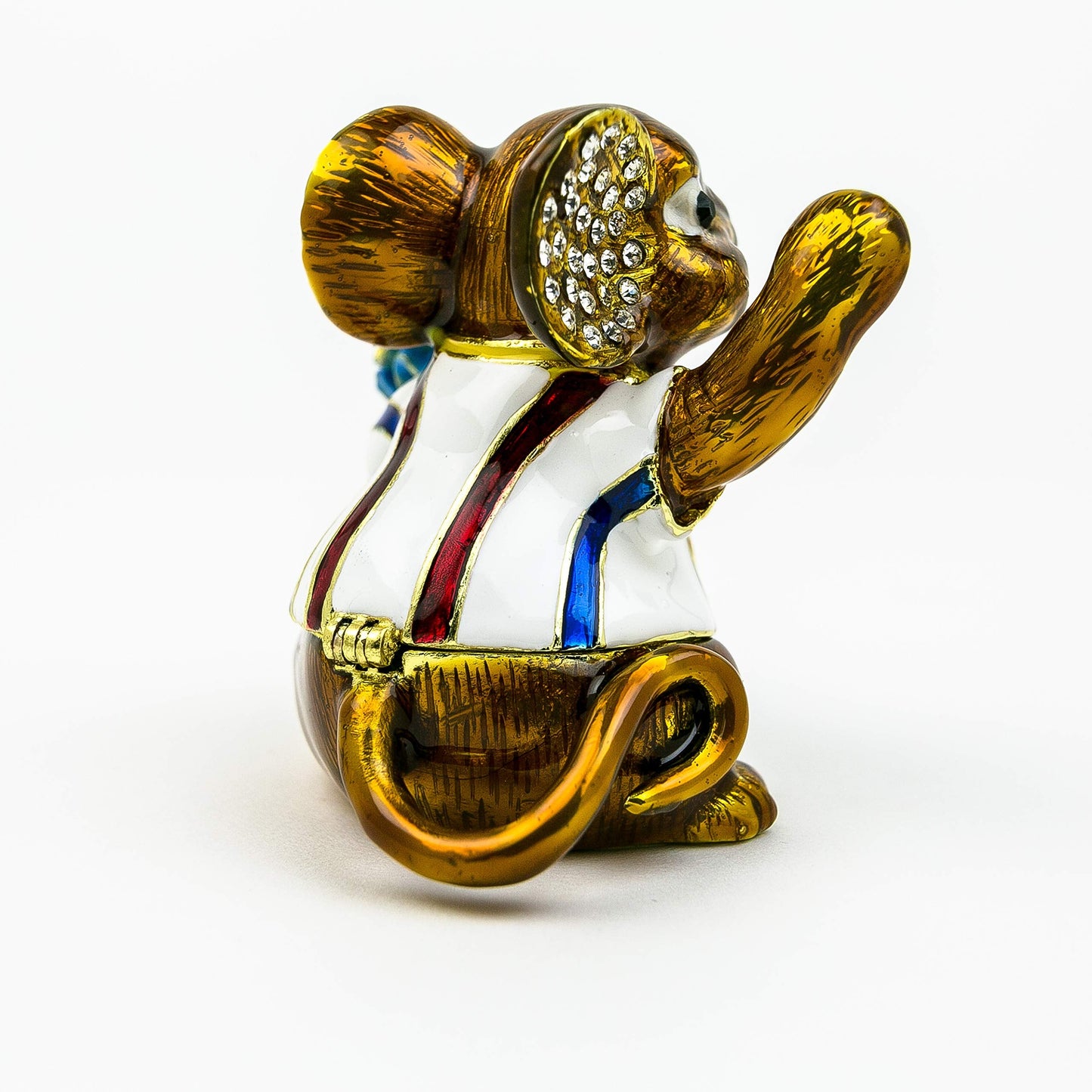 Keren Kopal Winner Mouse Trinket Box Decorated with Crystals Jewelry Storage Stash Handpainted Animal Figure Gift Idea for Home Decoration