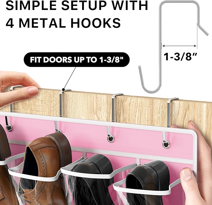 Simple Houseware 24 Pockets Large Clear Pockets Over The Door Hanging Shoe