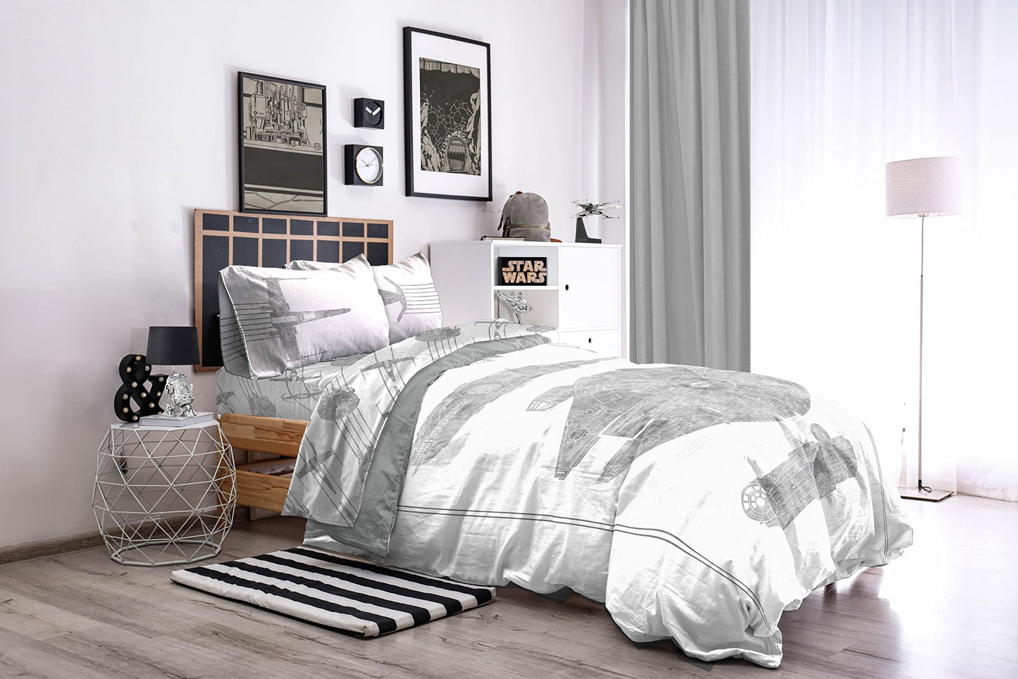 Jay Franco Star Wars Falcon Schematics 5 Piece Twin Size Bed Set - Includes Comforter & Sheet Set - Super Soft Kids Bedding Fade Resistant Microfiber
