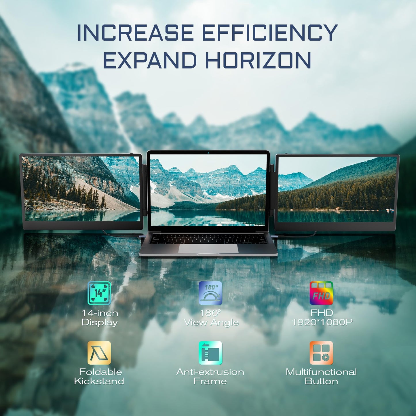 Teamgee S1 Dual Laptop Screen Extender — 14” FHD IPS Portable Monitor for 13–17” Laptops, USB-C/HDMI Plug & Play, Compatible with Windows, macOS & Android, Perfect for Hybrid Work & Travel