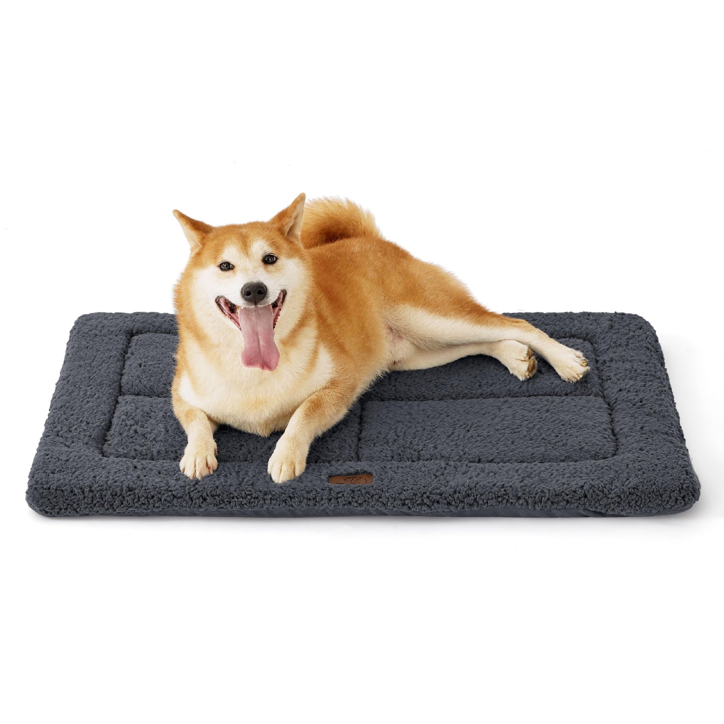 Bedsure Large Dog Bed Mat - Washable Fleece Foam Pet Bed Reversible Pet Mat, Large Dog Crate Mattress for Pets, 89x58cm, Dark Grey
