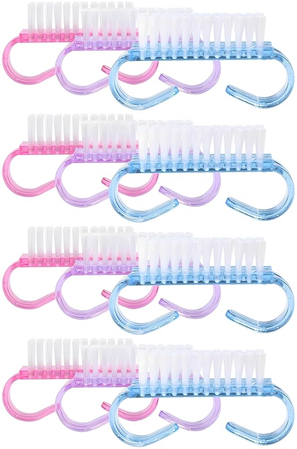 12-Pack Handle Grip Nail Brush, Fingernail Scrub Cleaning Brushes