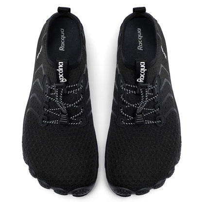 Racqua Water Shoes Quick Dry Barefoot Beach Aqua Sport Swim Surf Pool Hiking Diving Walking for Men Women Black 11 W/10 M