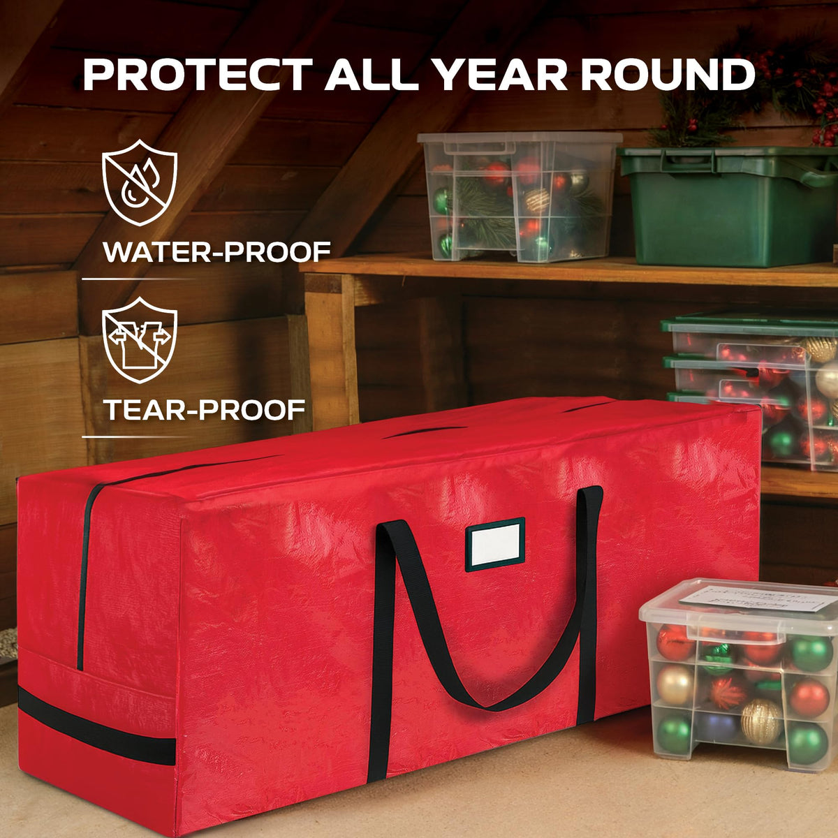 Large Christmas Tree Storage Bag – 9 Ft Artificial Christmas Tree Bag - Durable Heavy-Duty Waterproof Material with Strong Reinforced Handles, Full-Length Zipper for Easy Access, Xmas Tree Storage Box
