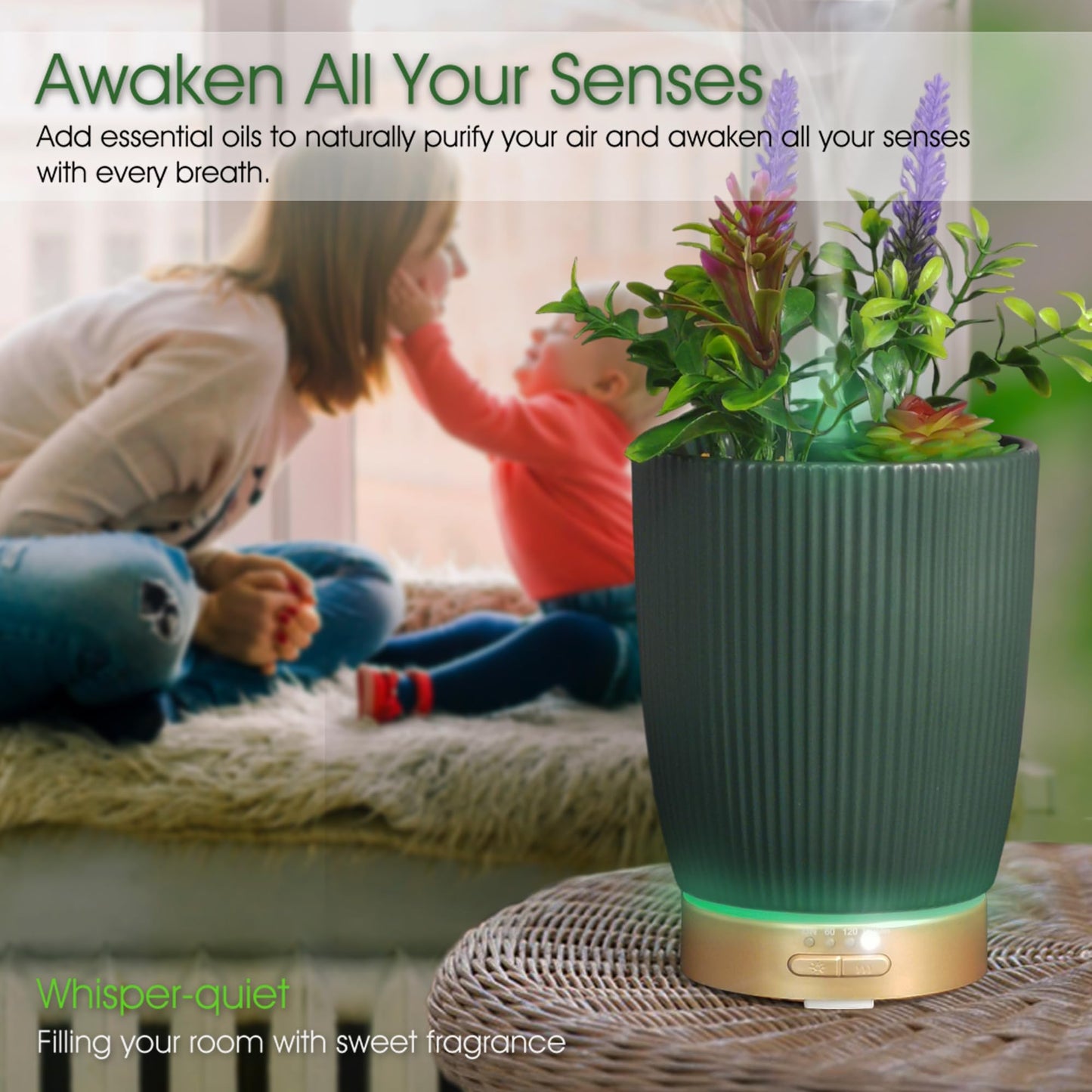 Earnest Living Essential Oil Diffuser White Ceramic Diffuser 100 ml Timers Night Lights and Auto Off Function Home Office Humidifier Aromatherapy Diffusers for Essential Oils