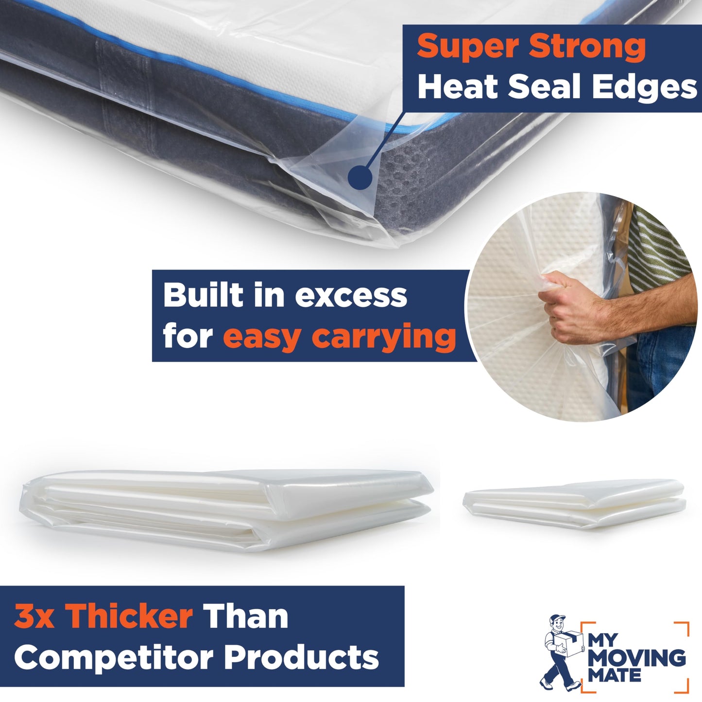 Queen Mattress Bags for Moving, Queen Mattress Bag for Storage, Plastic Cover for Bed Storage & Disposal, Matress Bag Protector XL - 60 x 100 x 14 inch