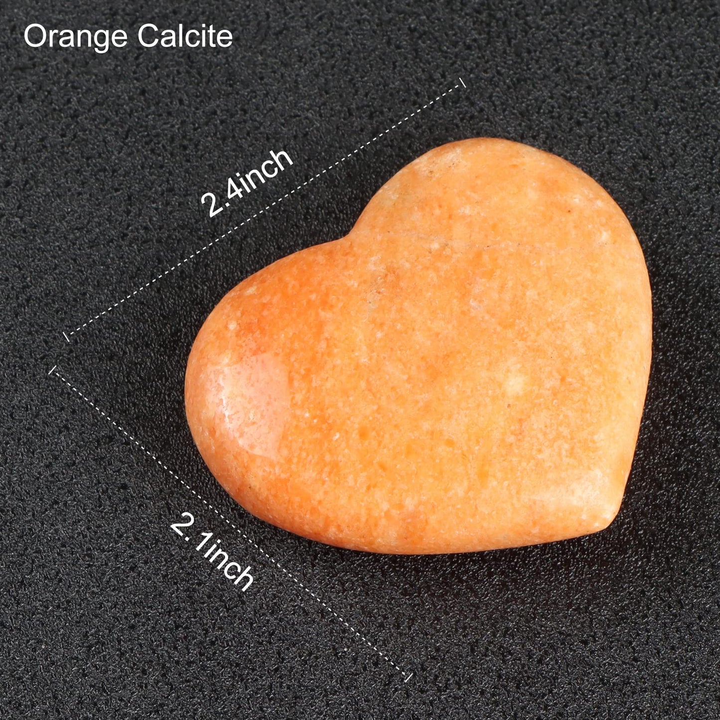 SMQ 60mm Orange Calcite Crystal Heart Shaped Worry Stone Hand Carved Polished Gemstone Pocket Palm Chakra Stones for Reiki Healing Meditation Valentines Anniversary Day Gifts