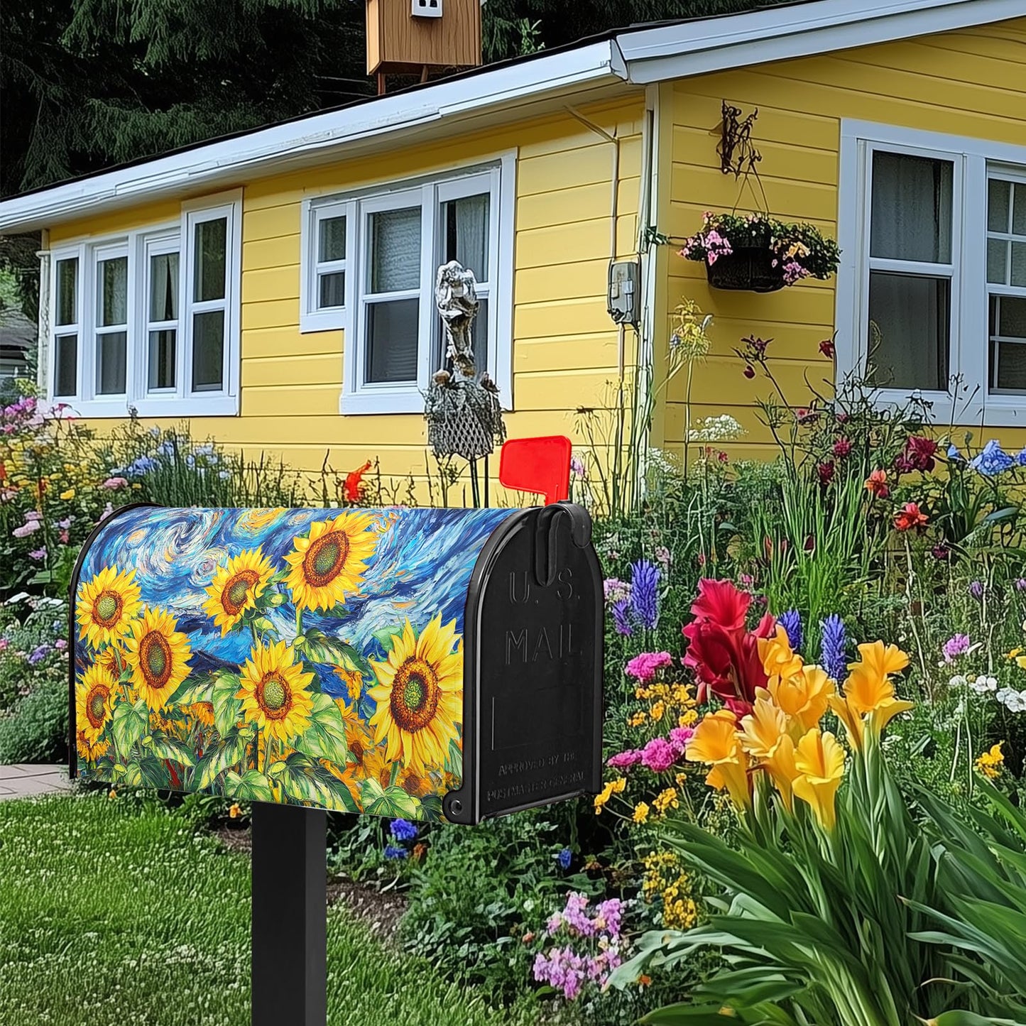 Sunflower Mailbox Cover Summer Mailbox Covers Magnetic Standard Size 21x18 inch Floral Mail Box Wrap Spring Post Letter Box Cover Decorations for Outside Garden Yard