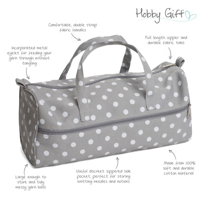 Hobbygift MR4698_ Value: Knitting Bag: Grey Spot, Cotton Blend, 15 x 42 x 17.5 cm