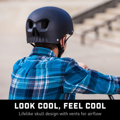 Mongoose Street Hardshell Skull Youth Bike Helmet, Black Medium